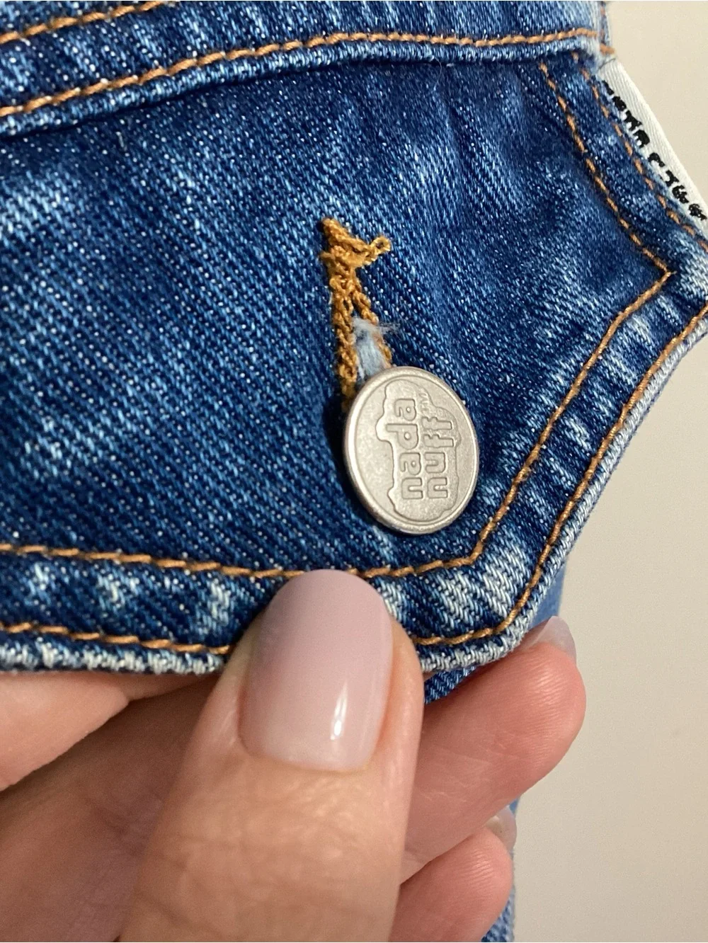 Nada Nuff Vtg Button Up Jean Denim Mini Dress Jrs M - Picture 11 of 15